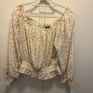 Aqua off the shoulder flower blouse